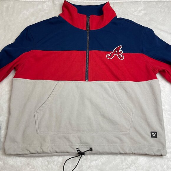 Atlanta Braves The Wild Collective Pullover Women's Size M Red/Navy Color Block - Picture 8 of 9
